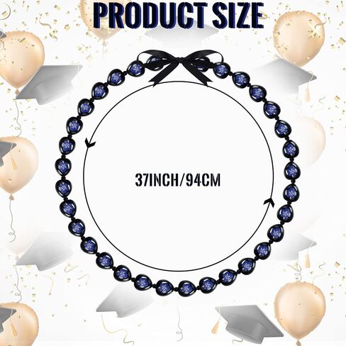 Rtteri 3 Pcs Graduation Kukui Nuts Lei Necklace Chunky Acrylic Hawaiian Leis Necklace with Ribbon Bow Class of 2024 Graduation Gift for Women Men Kids in Saudi Arabia