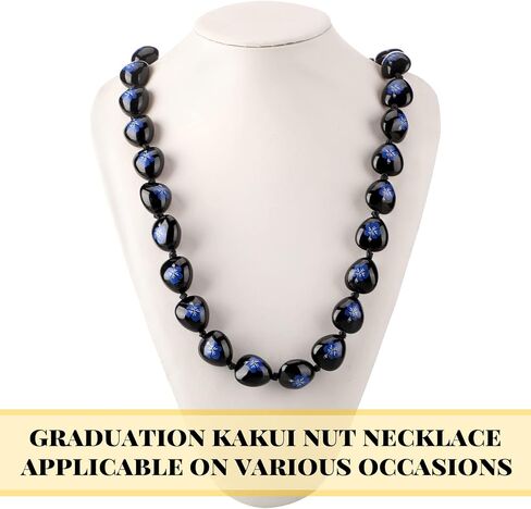 Rtteri 3 Pcs Graduation Kukui Nuts Lei Necklace Chunky Acrylic Hawaiian Leis Necklace with Ribbon Bow Class of 2024 Graduation Gift for Women Men Kids in Saudi Arabia