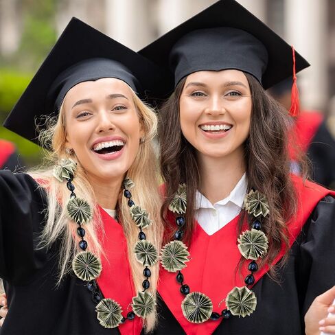 Rtteri 3 Pcs Graduation Kukui Nuts Lei Necklace Chunky Acrylic Hawaiian Leis Necklace with Ribbon Bow Class of 2024 Graduation Gift for Women Men Kids in Saudi Arabia