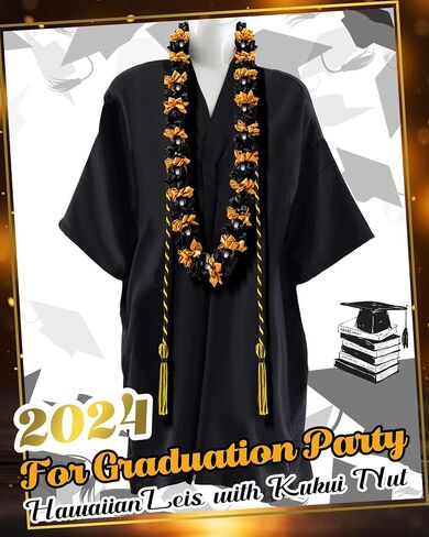 Cindeer Graduation Leis with Kukui Nut Leis Beads and Honor Cord Class of 2024 Graduation Ribbon Leis Kukui Nut Leis Beads Necklaces Graduation Gift for Student Party Supplies (Blue and White) in Saudi Arabia