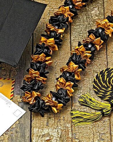Cindeer Graduation Leis with Kukui Nut Leis Beads and Honor Cord Class of 2024 Graduation Ribbon Leis Kukui Nut Leis Beads Necklaces Graduation Gift for Student Party Supplies (Blue and White) in Saudi Arabia