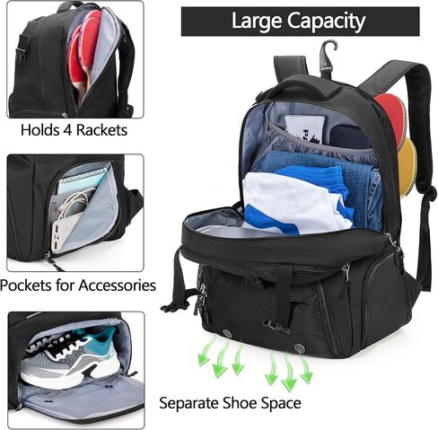 حقيبة ظهر DSLEAF Ping Pong Paddle تحمل 4 مضارب، وحقيبة مضرب تنس الطاولة لحماية مطاط تنس الطاولة والمضرب، وجيوب متعددة لملحقات تنس الطاولة in Kuwait