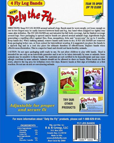 Defy the Fly Leg Bands,fits 8-1/2" to 10", 4 counts in Saudi Arabia