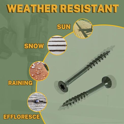 LIONMAX Deck Screws 2 Inch, Wood Screws #8 x 2", 100 PCS, Rust Resistant, Exterior Epoxy Coated, Outdoor Decking Screws, Torx/Star Drive Head Screw, T25 Star Bit Included, Green in Saudi Arabia