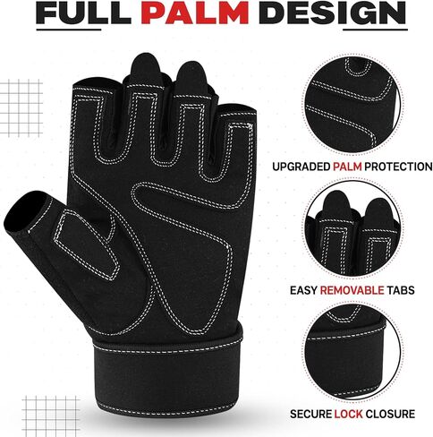 BEAST RAGE Gym Workout Gloves for Men, Cushion Padded Palm Grip for Weight Lifting Gloves Wrist Wraps Working Out More Exercise Pull ups Hand Support Training Fitness Cycling in Saudi Arabia