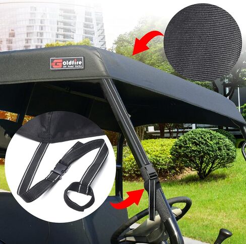 سيارة Goldfire متوسطة الحجم باللون الأسود أكسفورد UTV ذات سقف علوي ناعم متوافق مع Polaris Ranger 500، Ranger 570 (Pro-fit Bars) 2017-2021 in Saudi Arabia