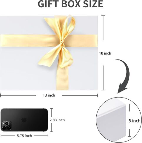 CHECHNYA 5 large gift box 13x10x5 inch foldable magnetic gift box, sturdy shirt box, hard large gift box cover, reusable gift box set, white 5-Pack… in Saudi Arabia