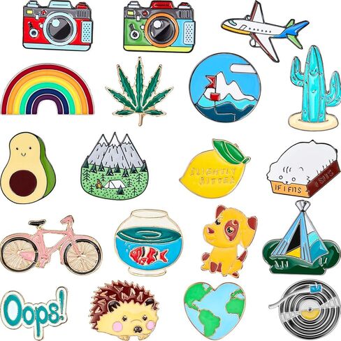 Hicarer 20 قطعة لطيف التلبيب دبوس مجموعة الكرتون بروش دبوس شارات بروش دبابيس للملابس أكياس جاكيتات ملحق DIY بها بنفسك الحرف (نمط مجموعة 2) in Kuwait