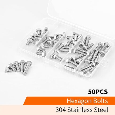 M6 × 60 مم 65 مم 70 مم 75 مم 80 مم براغي سداسية شديدة التحمل، 304 من الفولاذ المقاوم للصدأ، متري، خيط الآلة بالكامل، لمسة نهائية لامعة، مجموعة متنوعة 20 قطعة in Saudi Arabia