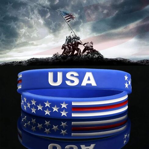 Power of Faith USA Silicone Bracelets Wristbands American Spirit Americanism Partriotic Sports Fans Worldcup United States American Flag Red White and Blue Bracelet July 4th in Kuwait