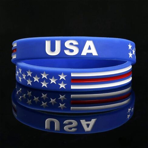 Power of Faith USA Silicone Bracelets Wristbands American Spirit Americanism Partriotic Sports Fans Worldcup United States American Flag Red White and Blue Bracelet July 4th in Kuwait