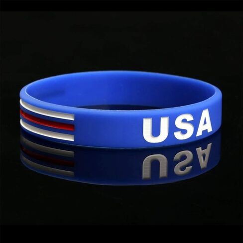 Power of Faith USA Silicone Bracelets Wristbands American Spirit Americanism Partriotic Sports Fans Worldcup United States American Flag Red White and Blue Bracelet July 4th in Kuwait