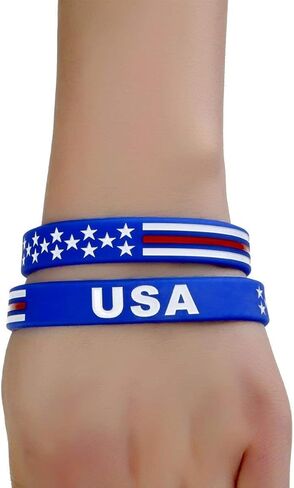 Power of Faith USA Silicone Bracelets Wristbands American Spirit Americanism Partriotic Sports Fans Worldcup United States American Flag Red White and Blue Bracelet July 4th in Kuwait