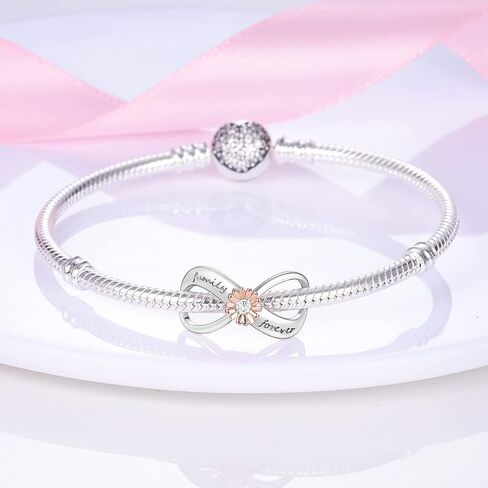 Hapour Infinity Charms يناسب أساور Pandora Charms 925 الفضة الاسترليني سحر الأبدية الأسرة إلى الأبد هدية عيد الأم للنساء والفتيات in Kuwait