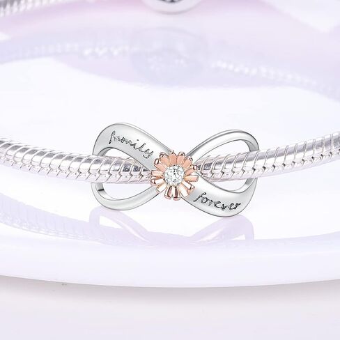 Hapour Infinity Charms يناسب أساور Pandora Charms 925 الفضة الاسترليني سحر الأبدية الأسرة إلى الأبد هدية عيد الأم للنساء والفتيات in Kuwait