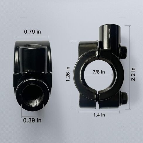 mokerShop Motorcycle 7/8 inch Handlebar Mirror Mount Holder Clamp Adaptor 10mm Thread Black(Pack of 2) in Saudi Arabia