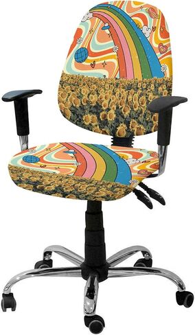 Sea Turtle Office Chair Covers Stretchable 2 Piece, Soft Decorative Computer Desk Chair Cover Protector Universal Rotating Chair Slipcover Summer Beach Turquoise Tortoise Wooden in Saudi Arabia