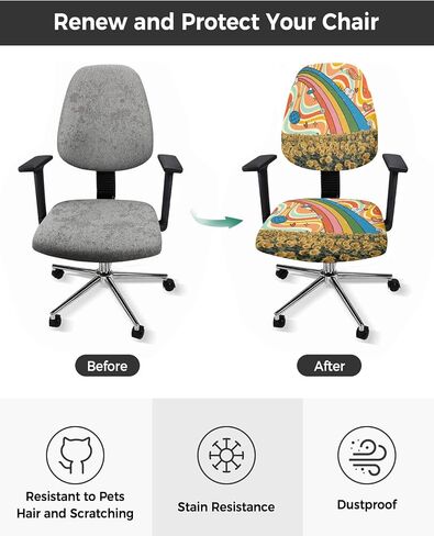 Sea Turtle Office Chair Covers Stretchable 2 Piece, Soft Decorative Computer Desk Chair Cover Protector Universal Rotating Chair Slipcover Summer Beach Turquoise Tortoise Wooden in Saudi Arabia