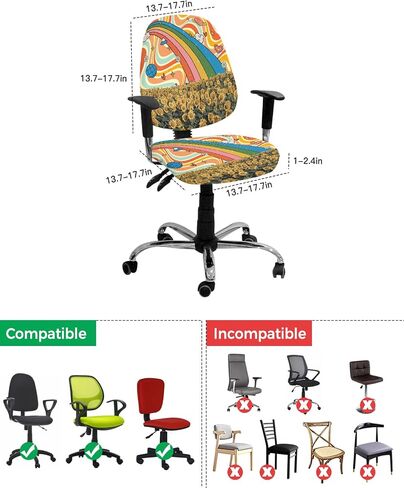 Sea Turtle Office Chair Covers Stretchable 2 Piece, Soft Decorative Computer Desk Chair Cover Protector Universal Rotating Chair Slipcover Summer Beach Turquoise Tortoise Wooden in Saudi Arabia