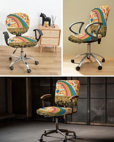 Sea Turtle Office Chair Covers Stretchable 2 Piece, Soft Decorative Computer Desk Chair Cover Protector Universal Rotating Chair Slipcover Summer Beach Turquoise Tortoise Wooden in Saudi Arabia