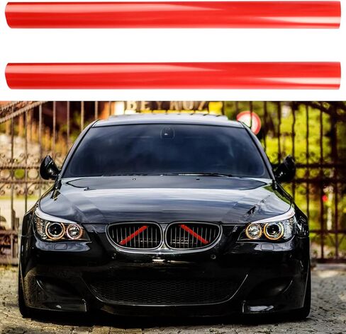 زوج واحد من خطوط الشبكة، حواف الشبكة، شعار الشواية للإدراج لسلسلة 5 E60 E61 2003-2010 M5 2004-2011 ملحقات السيارة (أحمر) in Kuwait