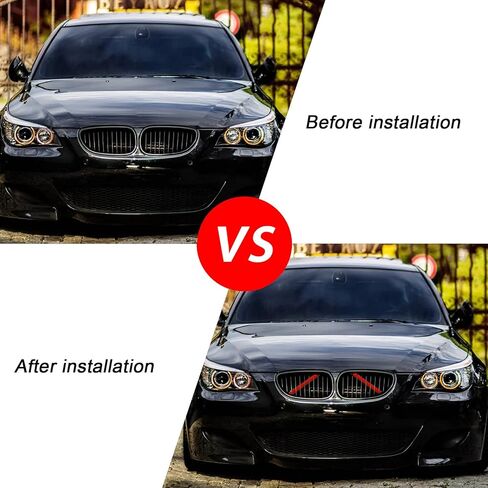 زوج واحد من خطوط الشبكة، حواف الشبكة، شعار الشواية للإدراج لسلسلة 5 E60 E61 2003-2010 M5 2004-2011 ملحقات السيارة (أحمر) in Kuwait