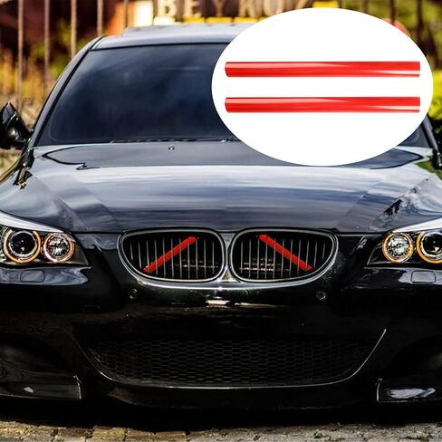 زوج واحد من خطوط الشبكة، حواف الشبكة، شعار الشواية للإدراج لسلسلة 5 E60 E61 2003-2010 M5 2004-2011 ملحقات السيارة (أحمر) in Kuwait