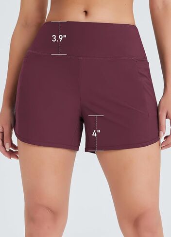 Emlovm Women's 4" Swim Shorts High Waisted UPF50+ Board Shorts Tummy Control Swimsuit Bottoms with Liner and 3 Pockets in Saudi Arabia