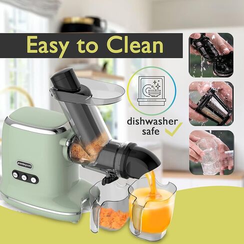 Masticating Juicer Cold Press Slow Juicer Machine - Whole Fruit and Vegetable Juice Extractor, Multiple Filters, Easy to Clean, Durable - Green in Kuwait