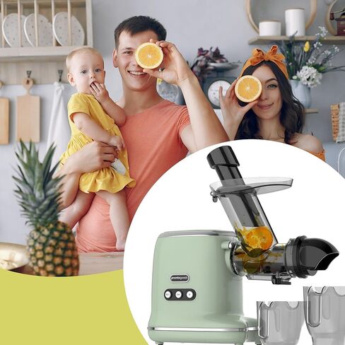 Masticating Juicer Cold Press Slow Juicer Machine - Whole Fruit and Vegetable Juice Extractor, Multiple Filters, Easy to Clean, Durable - Green in Kuwait