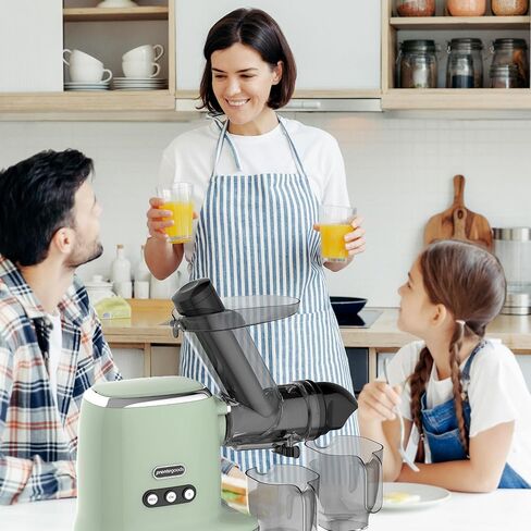 Masticating Juicer Cold Press Slow Juicer Machine - Whole Fruit and Vegetable Juice Extractor, Multiple Filters, Easy to Clean, Durable - Green in Kuwait