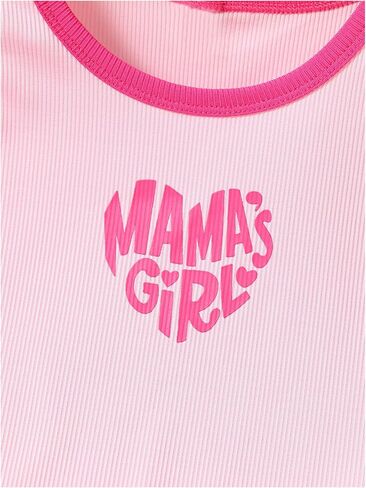Floerns Girl's Heart Letter Graphic Contrast Tank Top Colorblock Flare Leg Pants 2 Piece Outfit in Saudi Arabia