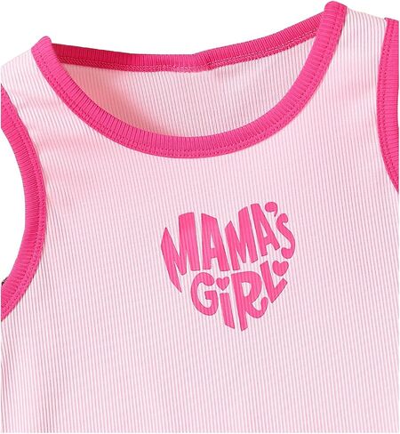 Floerns Girl's Heart Letter Graphic Contrast Tank Top Colorblock Flare Leg Pants 2 Piece Outfit in Saudi Arabia