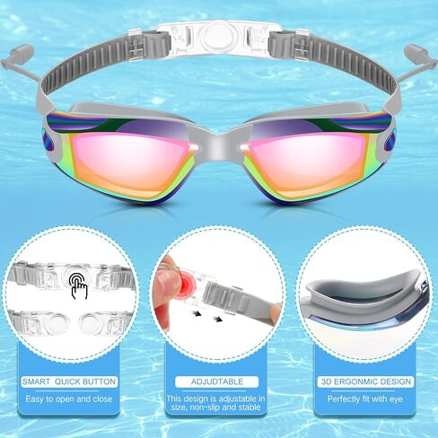 2 Pcs Swimming Goggles No Leaking Anti Fog UV Protection Swim Goggles with Nose Clips Ear Plugs in Saudi Arabia