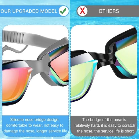 2 Pcs Swimming Goggles No Leaking Anti Fog UV Protection Swim Goggles with Nose Clips Ear Plugs in Saudi Arabia