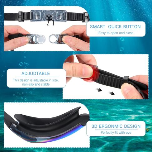 2 Pcs Swimming Goggles No Leaking Anti Fog UV Protection Swim Goggles with Nose Clips Ear Plugs in Saudi Arabia