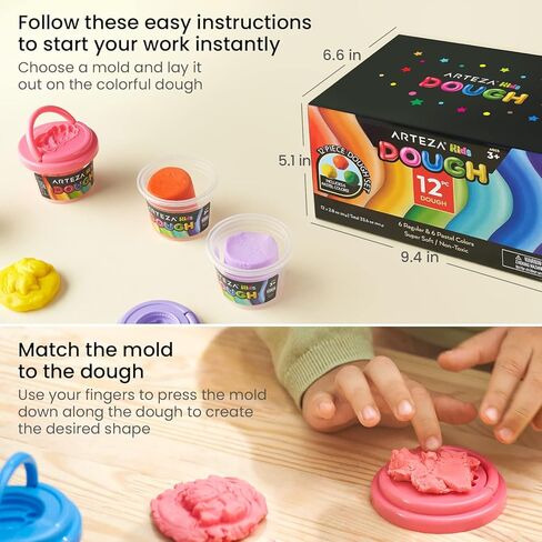 Arteza Kids Play Dough, 6 Pastel and 6 Regular Colors, 2.8-oz Tubs, Soft, Air-Tight Containers, Art Supplies for Kids Crafts and Playtime Activities in Saudi Arabia