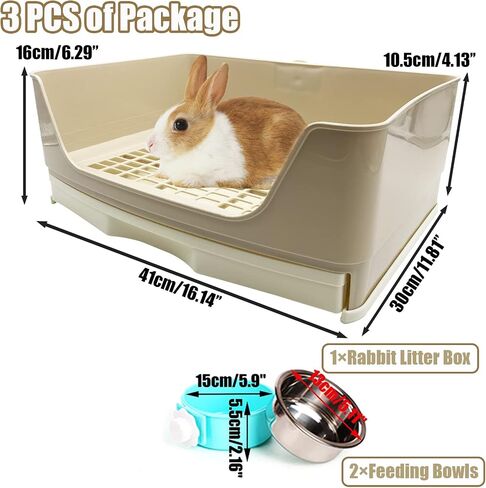 PINVNBY Rabbit Corner Litter Box with Drawer for Cage Small Animal Litter Pan Hanging Pet Feed Bowls Cage Potty Trainer Pet Toilet for Rabbit Bunny Guinea Pigs Chinchilla Ferret in Saudi Arabia