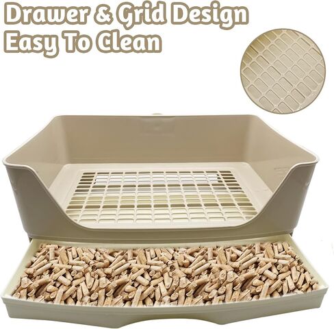 PINVNBY Rabbit Corner Litter Box with Drawer for Cage Small Animal Litter Pan Hanging Pet Feed Bowls Cage Potty Trainer Pet Toilet for Rabbit Bunny Guinea Pigs Chinchilla Ferret in Saudi Arabia