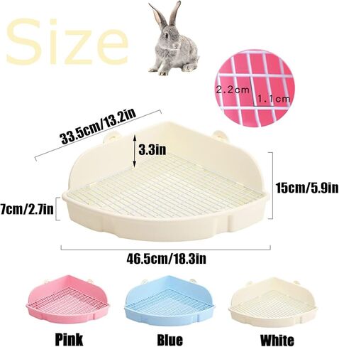 PINVNBY صندوق فضلات أرنب كبير، صندوق مرحاض زاوية أرنب، قفص حيوانات صغير، مرحاض للحيوانات الأليفة، مدرب أكبر على شكل مروحة لخنازير غينيا البالغة، شينشيلا فيريت جاليسور (أزرق) in Kuwait