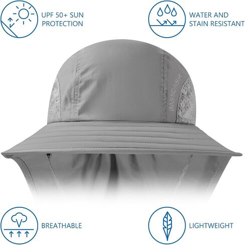 BASSDASH Kids UPF 50+ Wide Brim Sun Hat with Neck Flap Lightweight Cooling Performance Toddler Girls Boys Outdoor Play Hats in Saudi Arabia