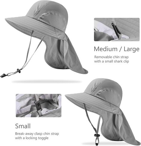 BASSDASH Kids UPF 50+ Wide Brim Sun Hat with Neck Flap Lightweight Cooling Performance Toddler Girls Boys Outdoor Play Hats in Saudi Arabia