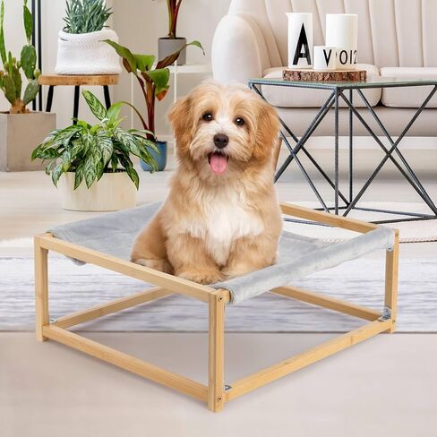 أرجوحة كبيرة للقطط، سرير للقطط لحمامات الشمس، سرير نوم للقطط واقف على الأرض، أرجوحة من خشب الخيزران لاستراحة الحيوانات الأليفة، سرير أثاث مرتفع للحيوانات الأليفة للقطط والجرو والأرنب مقاس 16.5 × 15 بوصة in Kuwait