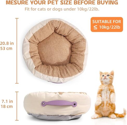 Cat Beds for Indoor Cats, 23 Inch Dog Bed for Small Melium Dogs, Washable Cat Cushion Bed with Slip-Resistant Bottom and Portable Handle (Gray) in Saudi Arabia