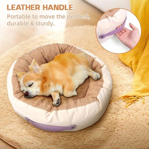 Cat Beds for Indoor Cats, 23 Inch Dog Bed for Small Melium Dogs, Washable Cat Cushion Bed with Slip-Resistant Bottom and Portable Handle (Gray) in Saudi Arabia