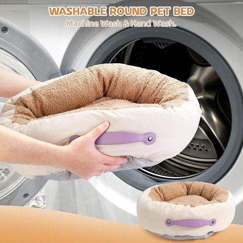 Cat Beds for Indoor Cats, 23 Inch Dog Bed for Small Melium Dogs, Washable Cat Cushion Bed with Slip-Resistant Bottom and Portable Handle (Gray) in Saudi Arabia