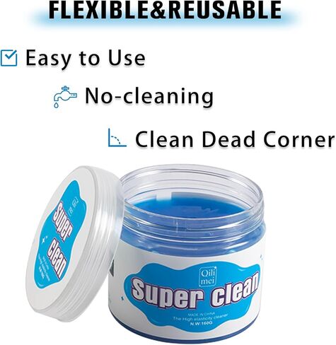 جل تنظيف السيارة العالمي، جل تنظيف لتفاصيل السيارة، منظف شقوق غبار السيارات، فتحة تهوية داخلية لإزالة التفاصيل، تنظيف المعجون للوحة المفاتيح وأجهزة الكمبيوتر المحمولة (أزرق) in Kuwait