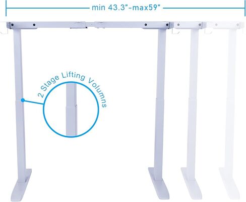 إطار مكتب كهربائي مزدوج المحرك مع منافذ USB A وC - قاعدة مكتب قائمة بارتفاع قابل للتعديل و3 وحدات تحكم بالذاكرة للمنزل والمكتب (رمادي) in Kuwait