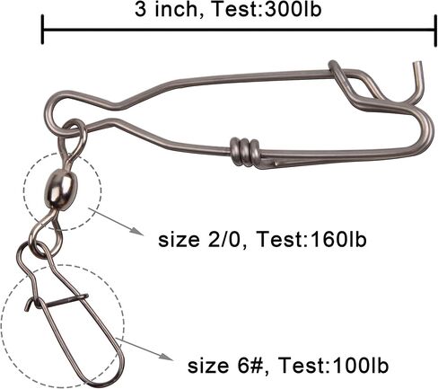 Long Line Fishing Snap Clips Double Snap Swivels Fishing Saltwater Stainless Steel Tuna Clip with Crane Swivels Duo Lock Fishing Snaps Long Line Clips Clasp Swivel Connector in Saudi Arabia
