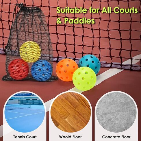 Pickleball Balls, 40 Holes Outdoor Pickle Balls with Mesh Bag for Sport Indoor Play, High Elasticity & Durable Pickleballs for All Style Pickleball Paddles, Gifts for Pickleball Lovers in Saudi Arabia